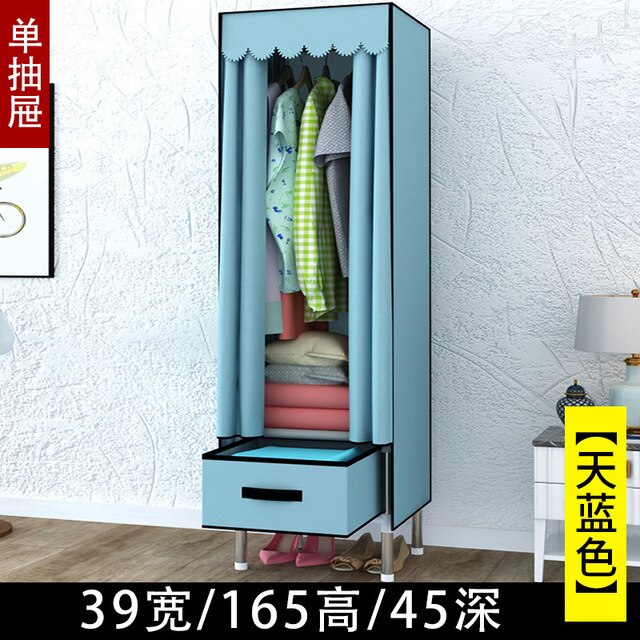 luxury 1 drawers DIY Non-woven Folding Portable Wardrobe Bedroom Furniture Bedroom Storage Cabinet: Blue