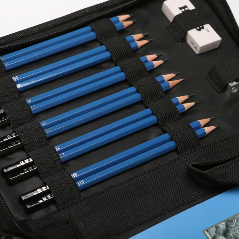 Art Pencil Set 16pcs Set Drawing Pencils Set Sketch Kit With Sketch Paper Sharpener Eraser Zippered Carry Case