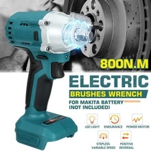 Electric Brushless Impact Wrench Screwdriver Rechargeable 1/2 Socket Wrench Power Tool Cordless + LED Light For Makita Battery
