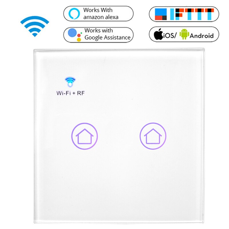 Wifi Smart Light Switch WiFi Smart Light Switch Glass Panel Touch Switch Compatible with Alexa Google Home Smart Wall Switch: type2