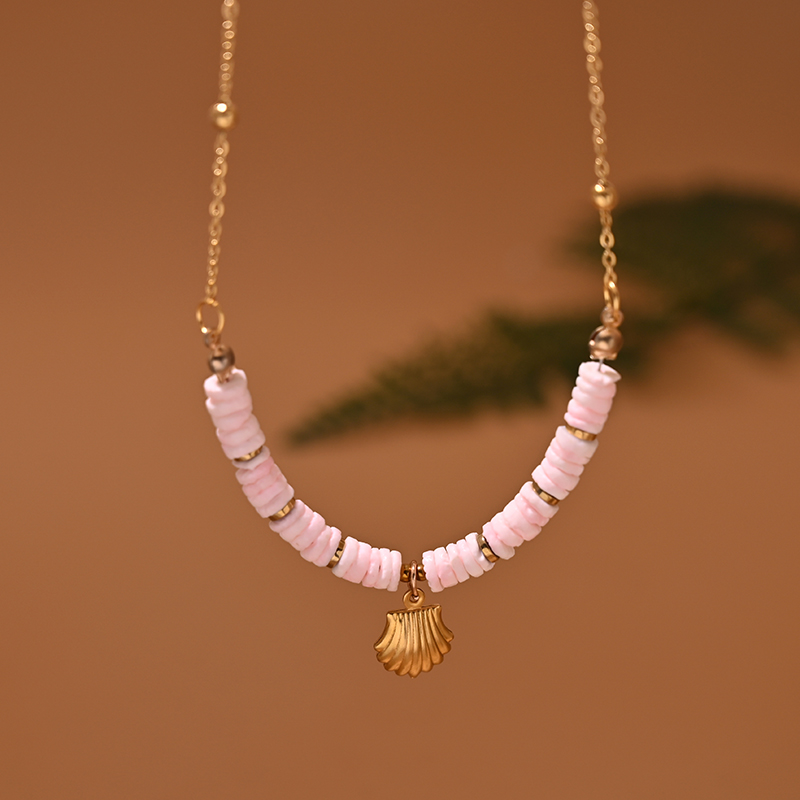 Collier Ras du Cou en Acier Inoxydable pour Femme, Coquille Naturelle, Cœur, Étoile, Bijoux d'Été: Placage pistolet