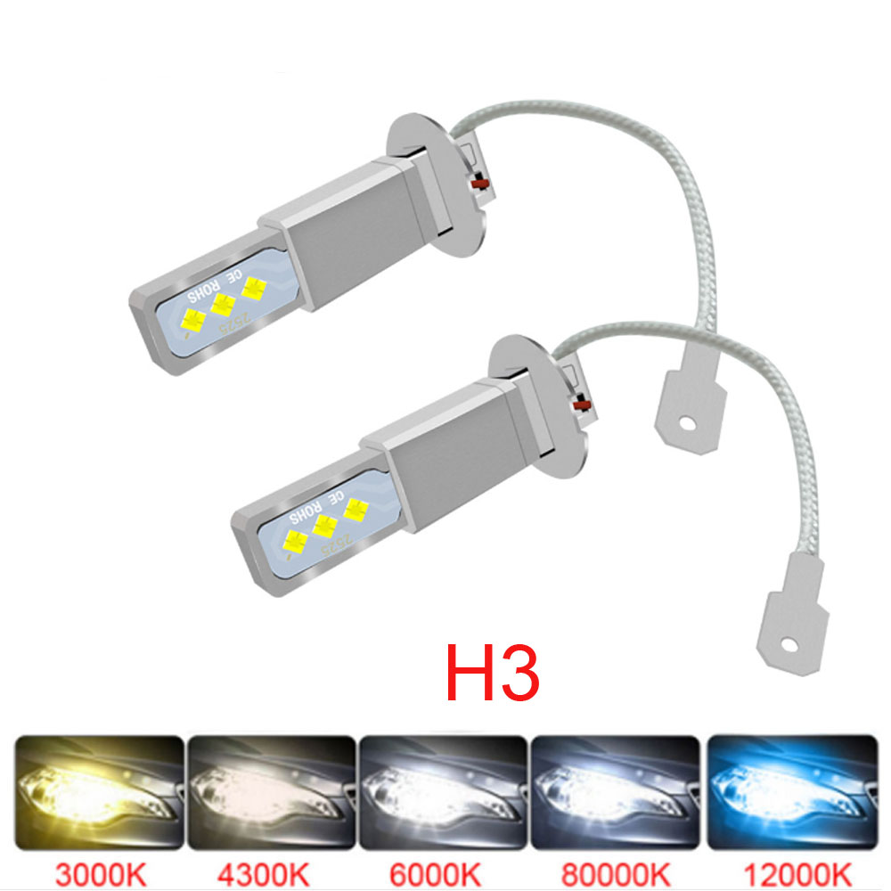 20000LM H3 Led Bulb H1 Mini 1:1 Plug Play Fanless Car Led Lamp 2525 CSP Led Headlight Fog Lights DRL White Yellow 12V 24V