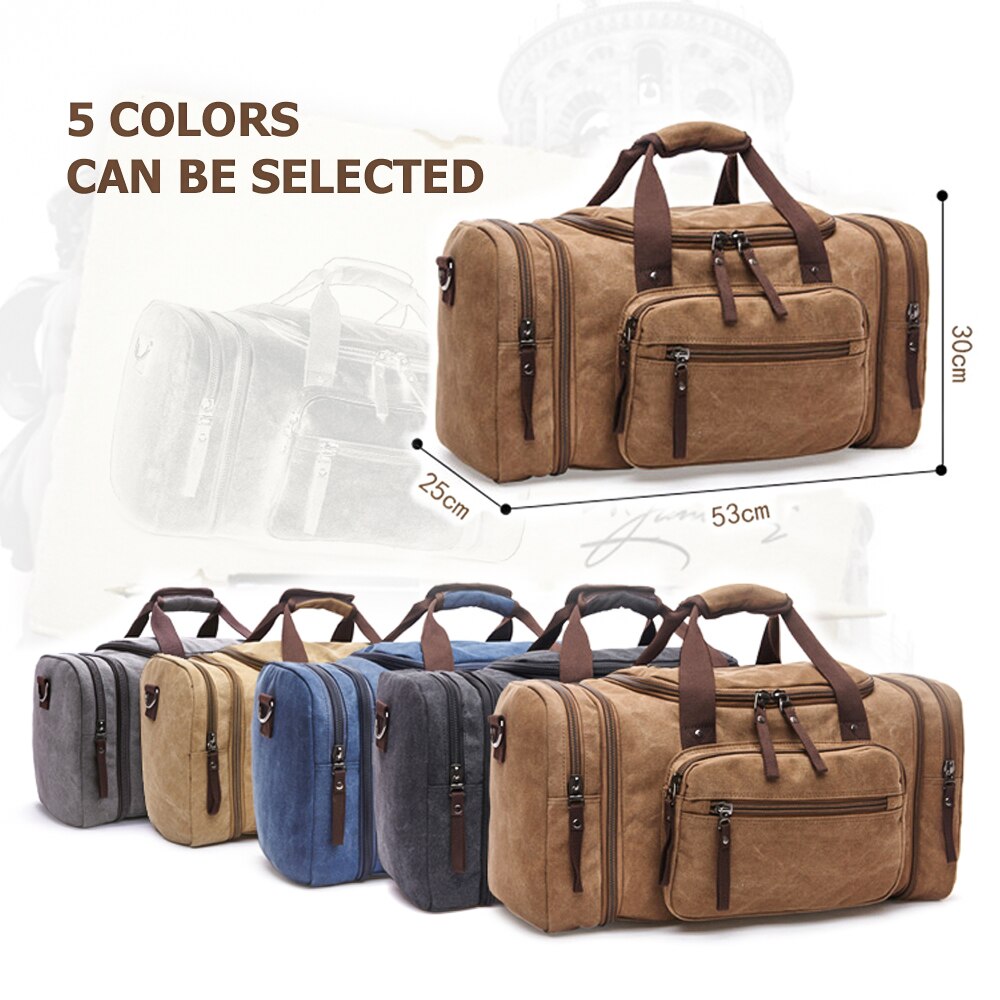 Markroyal Heren Canvas Reistassen Grote Capaciteit Bagage Tassen Opknoping Tassen Handbagage Reizen Plunjezakken Overnachting Zachte
