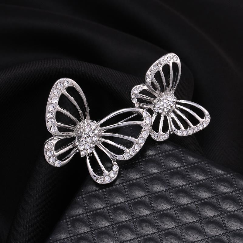 baiduqiandu Pearl & Crystal Booches Pin Charming Bow Butterfly Flower Guitar Women Wedding Bouquet Clothing Dress Accessories: 9132 silver