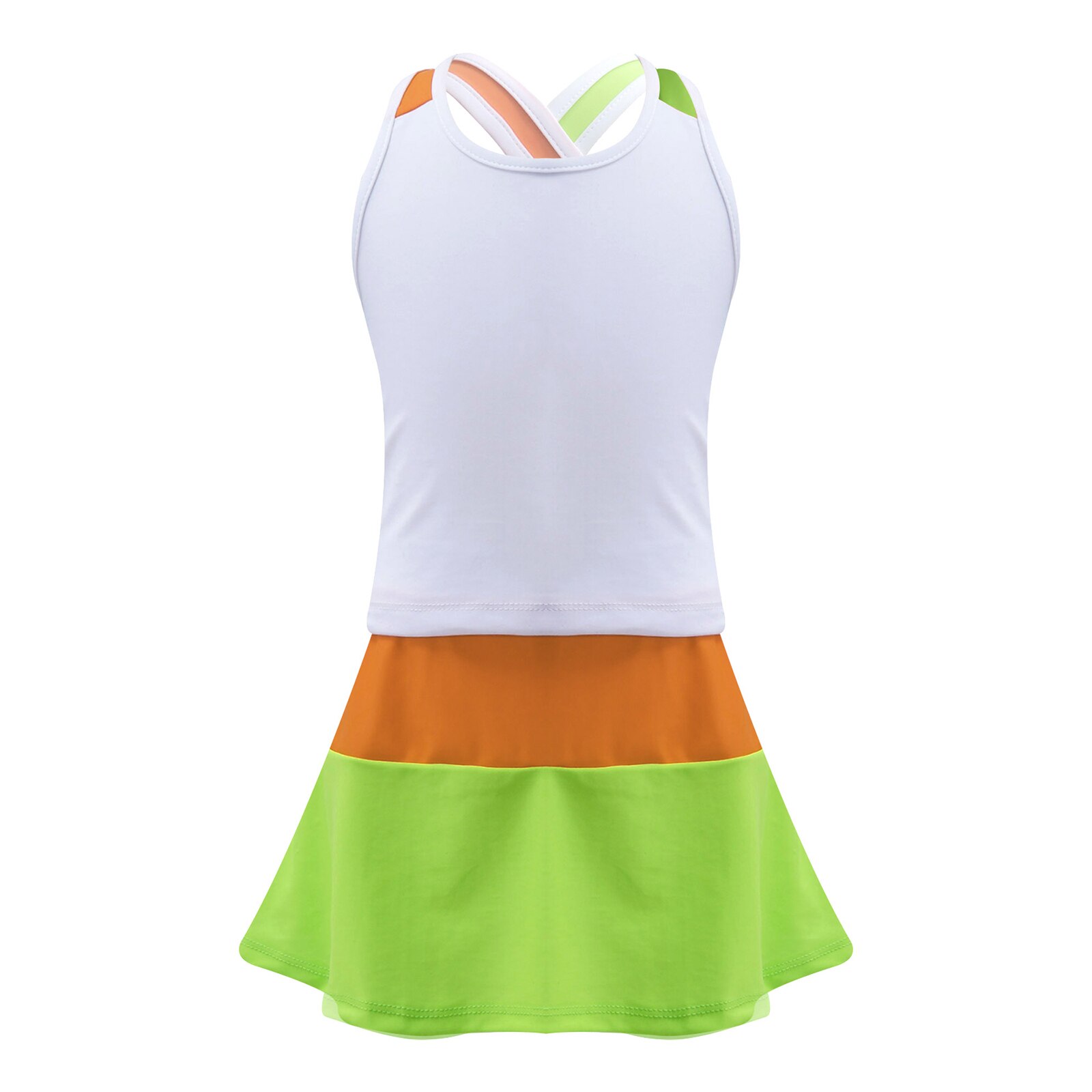 Kids Girls Summer Suit Sportswear 2 Piece Sport Vest and Skirt with Shorts Badminton Tennis Set Gymnastics Workout Sport Outfits