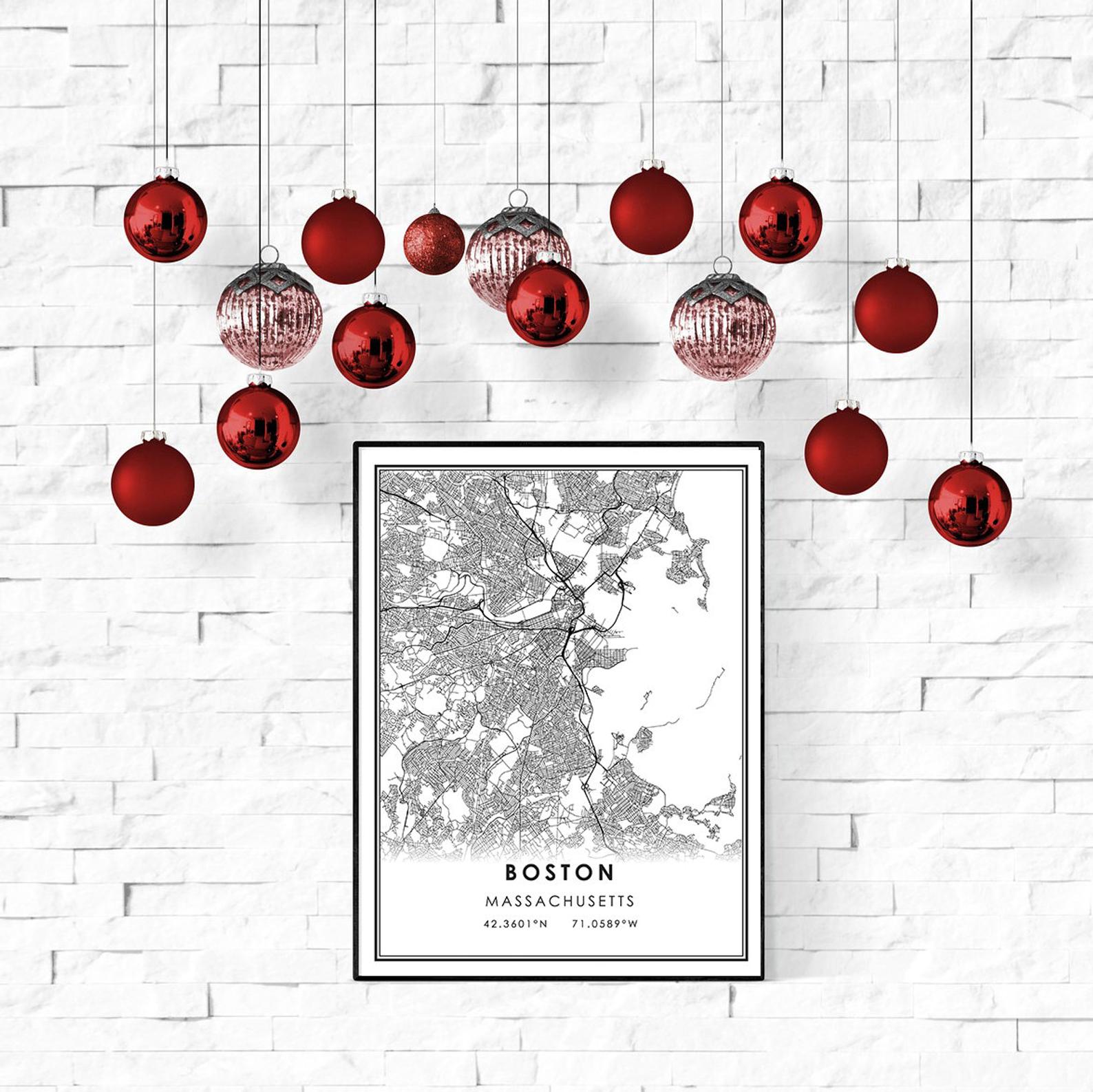 Boston map print poster canvas | Boston city map print poster canvas