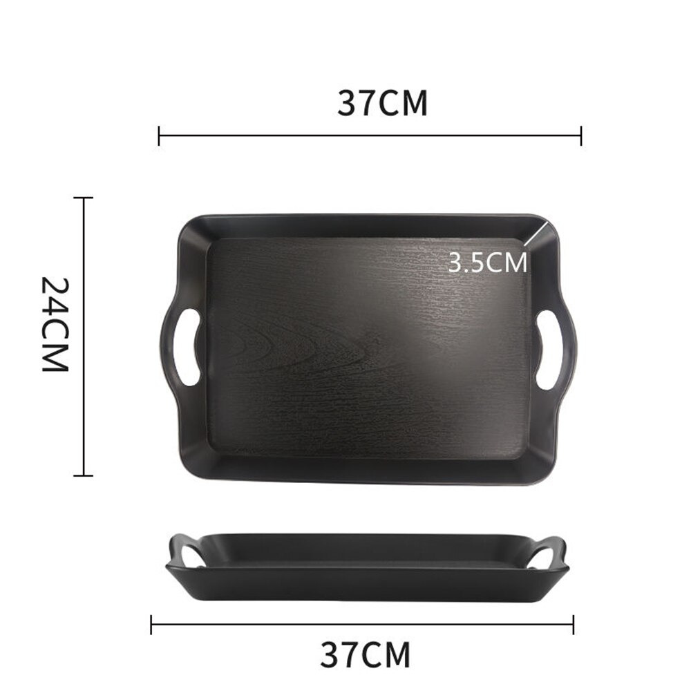 Basket Tray Dish Plastic Storage Baskets with Handles, Office Basket Tray Plate: Black37x24cm