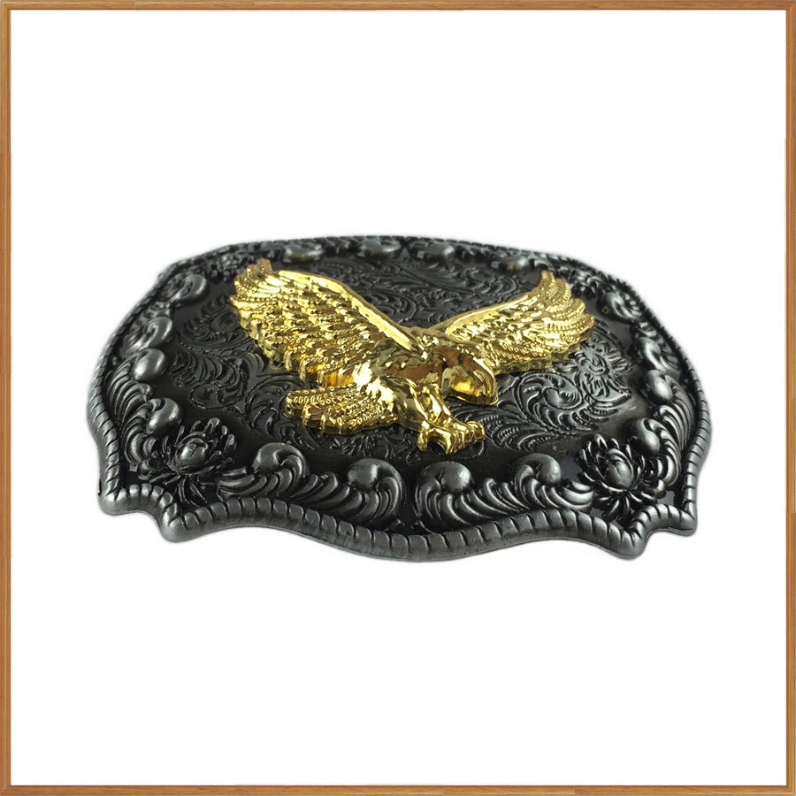 BuckleClub retro western flower eagle jeans belt buckle FP-03523 pewter finish for men 4cm width loop