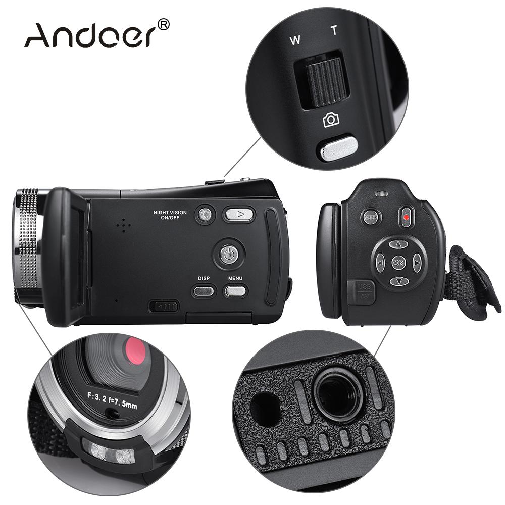 Andoer V12 16X Digital Zoomen Aufnahme Video Kamera 1080P Kamera Camcorder mit 3,0 Zoll LCD Drehbarer Bildschirm Max. 20 mega Pixel