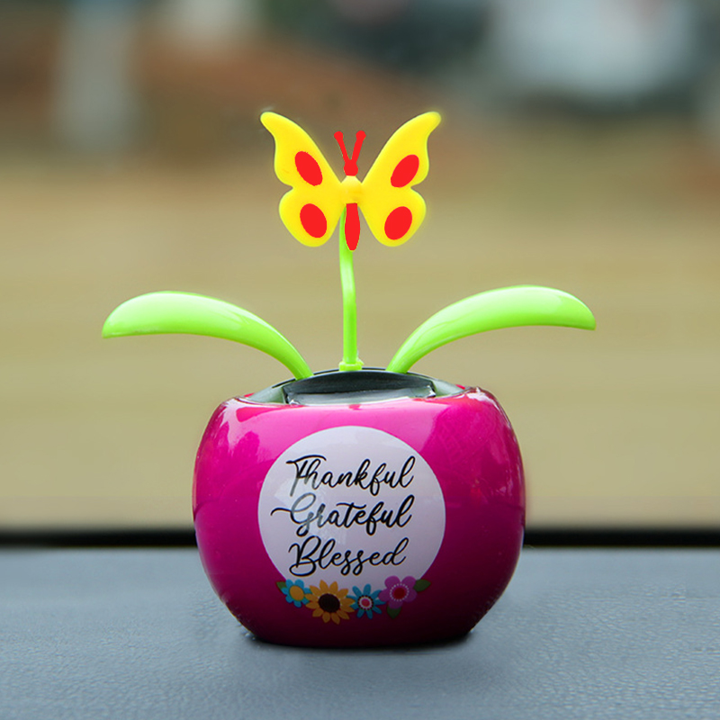 Solar Automatic Swing Solar Flower Car Ornaments: Blue