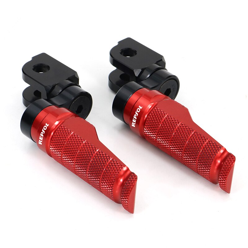 Motorcycle Adjustable Front Foot Pegs Footrest Fit For Honda CBR600F CBR650F CBR250R CBR600RR CBR650R CBR900RR FIRE BLADE MSX125: Red REPSOL Logo