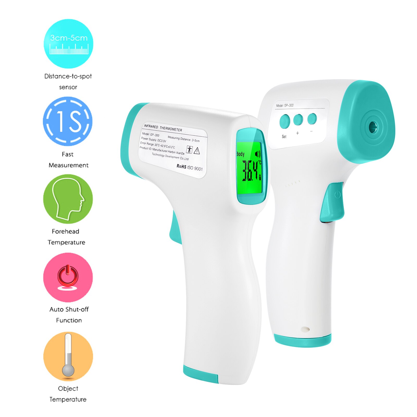 Digital pande termometer ikke-kontakt lcd infrarød termometer feber alarm kropstemperatur måling til baby børn voksne