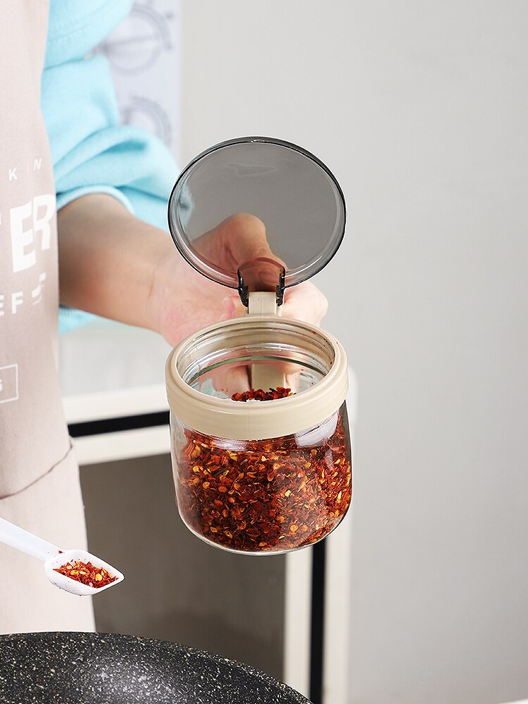 Minimalist Salt Spice Jars Set Glass Sugar Bowl Condiment Pepper Shakers Spice Container Set with Spoon Kitchen Gadget Sets