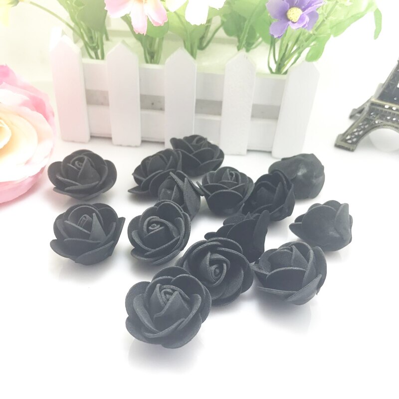 10pcs Tiffany blue Mini PE Foam Roses Artificial Flowers For Wedding Box Handmade Decoration DIY Wreath Valentine's day: Dark black