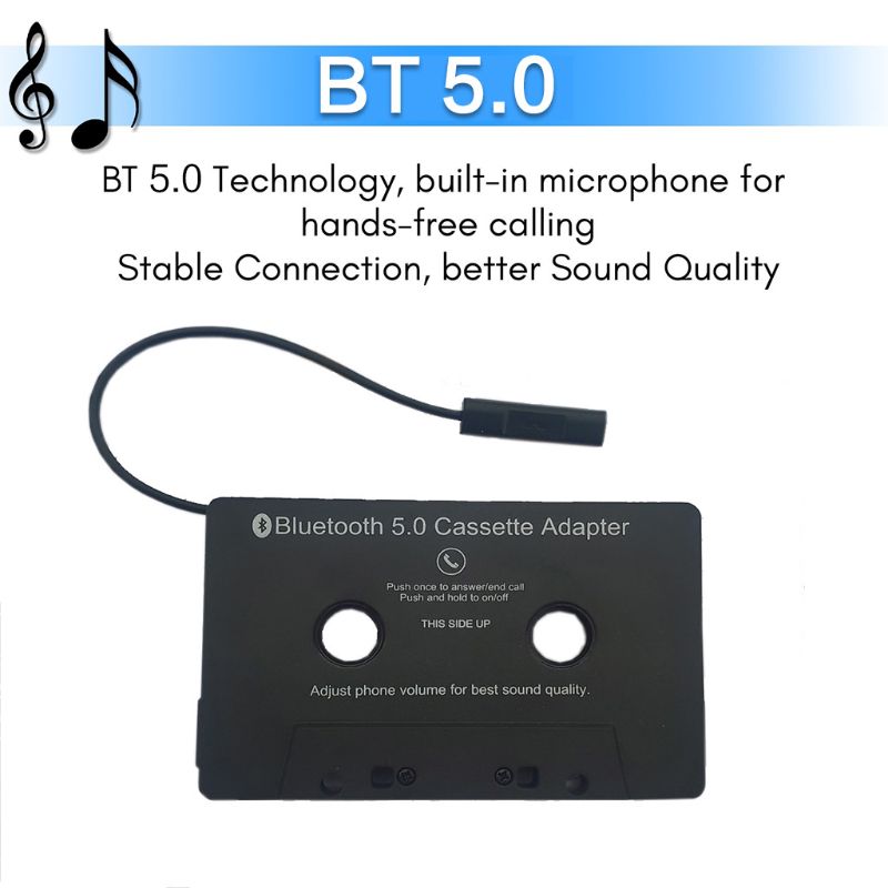 Carregamento usb bluetooth-compatível 5.0 música receptor de áudio do carro cassete player t84d