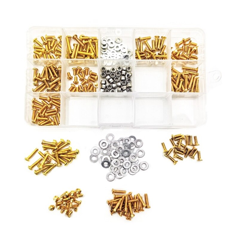 RC Car Screw Set - 1/8 1/10 Scale - Golden & Silver - Metal Box - for HSP Axial