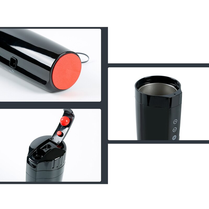 12V 24V 400ML przenośne elektryczne podgrzewany kubek samochodowy czajnik wodny ligent naciskać Sn kontrola cyfrowy wyświetlacz