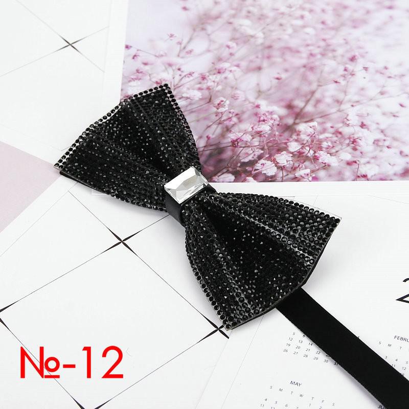 Nœud papillon rayé en diamant Pu pour hommes, accessoire de luxe, Super Cool, avec strass, pour mariage: 12
