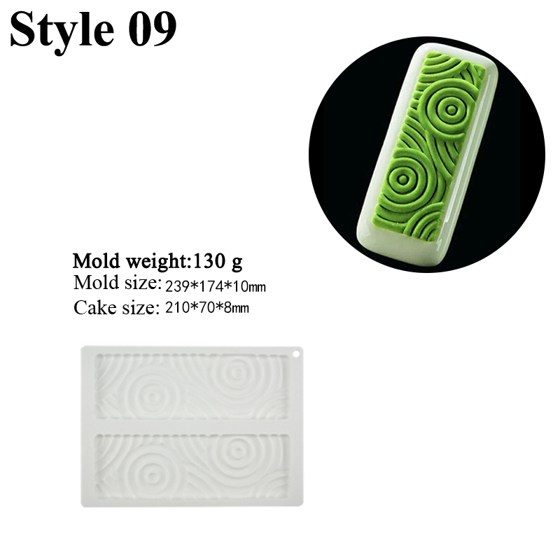 SHENHONG Cake Molds Circular Square or Rectangular Texture Silicone Mould French Dessert Baking Mold Mousse Decoration tools: black