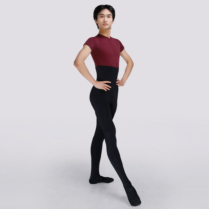 Speerise Mens Black Turtleneck Spandex Long Sleeve Unitard Unisex Full Length Ballet Bodysuit Footless Dancewear Costum: XL / Blue