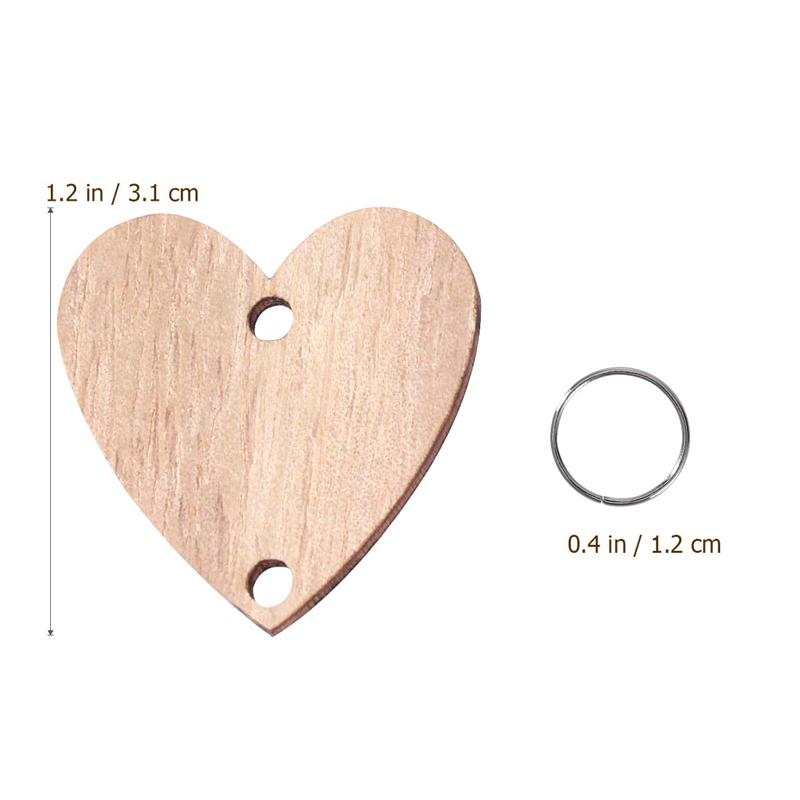 50 Uds. De artesanías de madera en forma de corazón con 50 círculos de hierro, conjunto para recordatorios de cumpleaños, placa colgante de madera, calendario de bricolaje