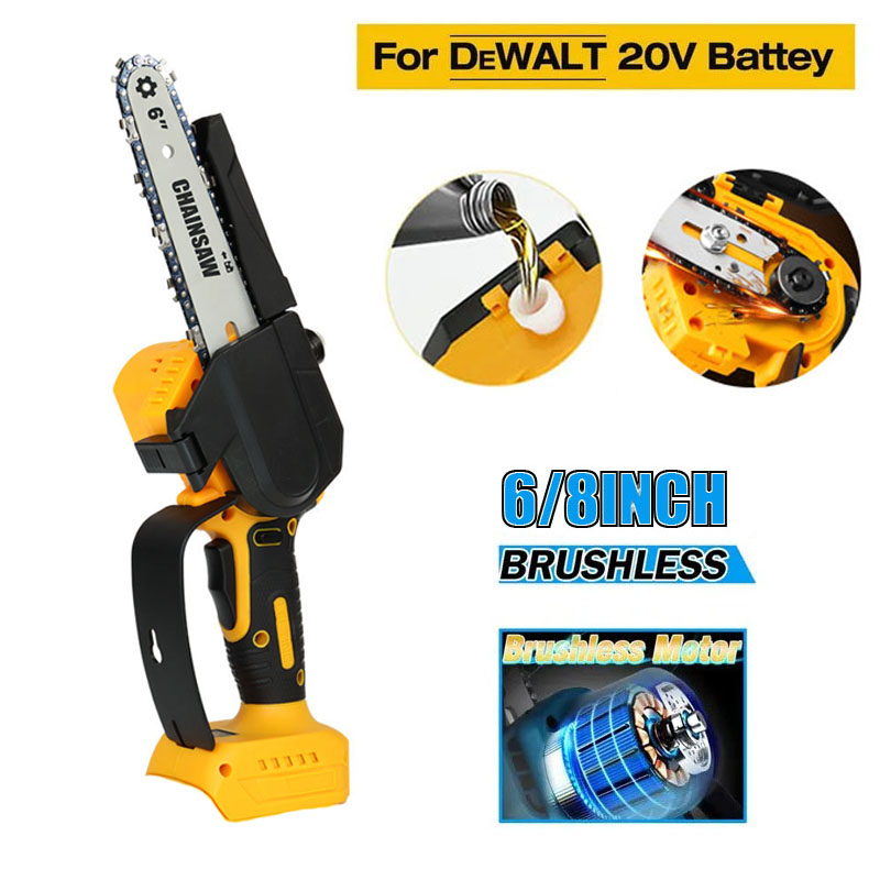 6/8 tommer børsteløs motorsav til dewalt 18/20v batteri trådløs elektrisk motorsav træbearbejdningsskærer beskæring skovhugst elværktøj