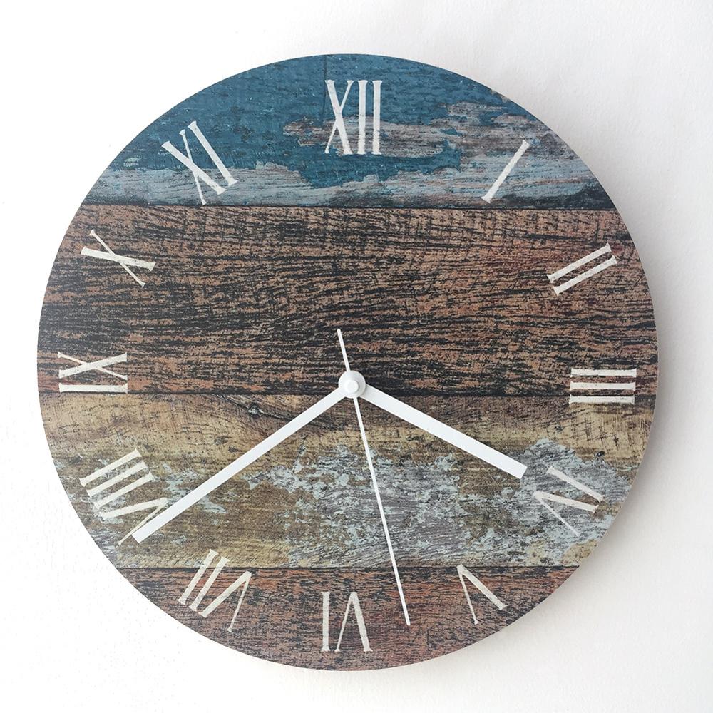 Minimalistisk vægur retro nordisk moderne stue træ timer vintage træ korn hængende reloj de pared køkken dekoration: Wc2021