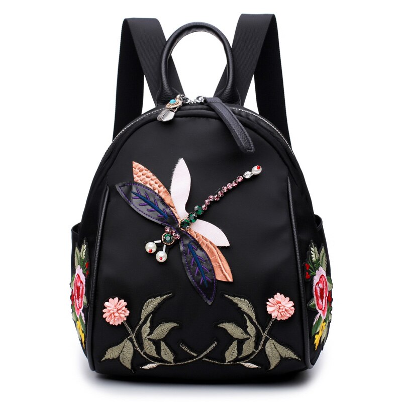 Bloemen Patroon Vrouwen Rugzak Duurzaam Nylon Rugzak Mooie Stijl Meisjes Winkelen School Rugzak: Default Title