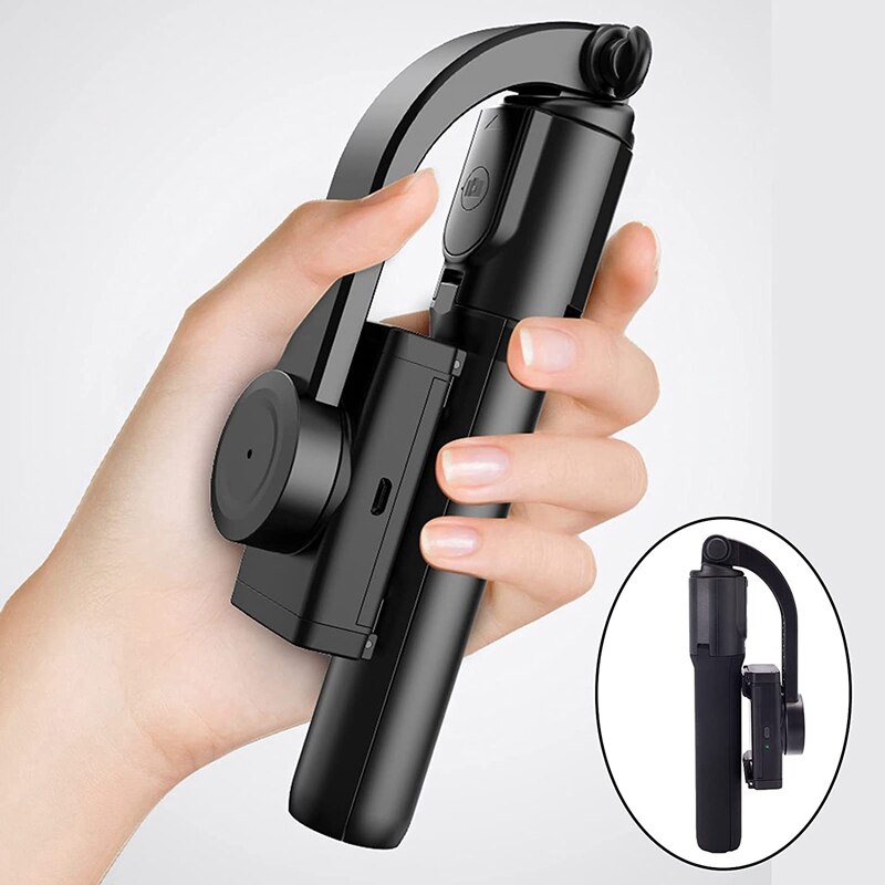 Rotating and Tilt Tripod Extendable Gimbal Stabilizer with Remote Control-Black