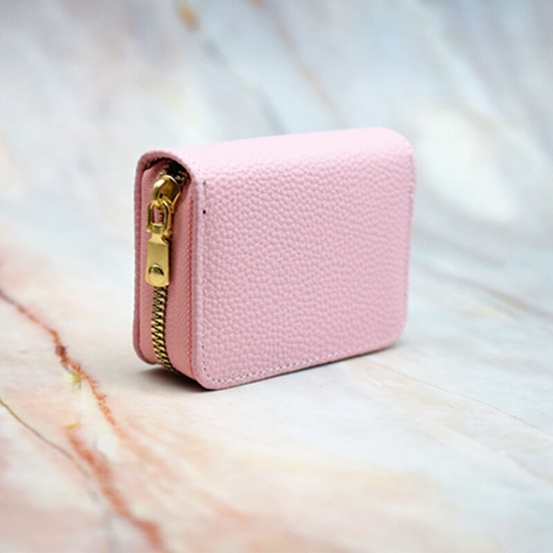 20 Bits Business Card Holder Wallet Women/men Black/coffee/red ID/bank/credit Card Holder Wallet Case PU Leather Card Bag: Type A pink
