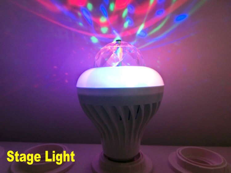 E27 8w rgb led scene lys med tradisjon hvit farge lys scene automatisk roterende lyspære for party disco dj