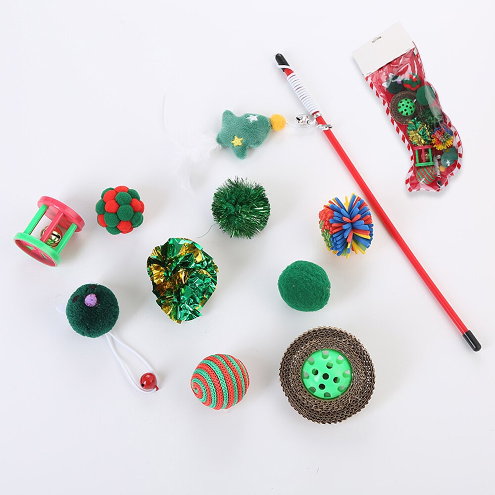 Juguete para gatos medias de Navidad con juguetes Set de juguetes mascotas, gatito juguetes-gato Juguetes: green