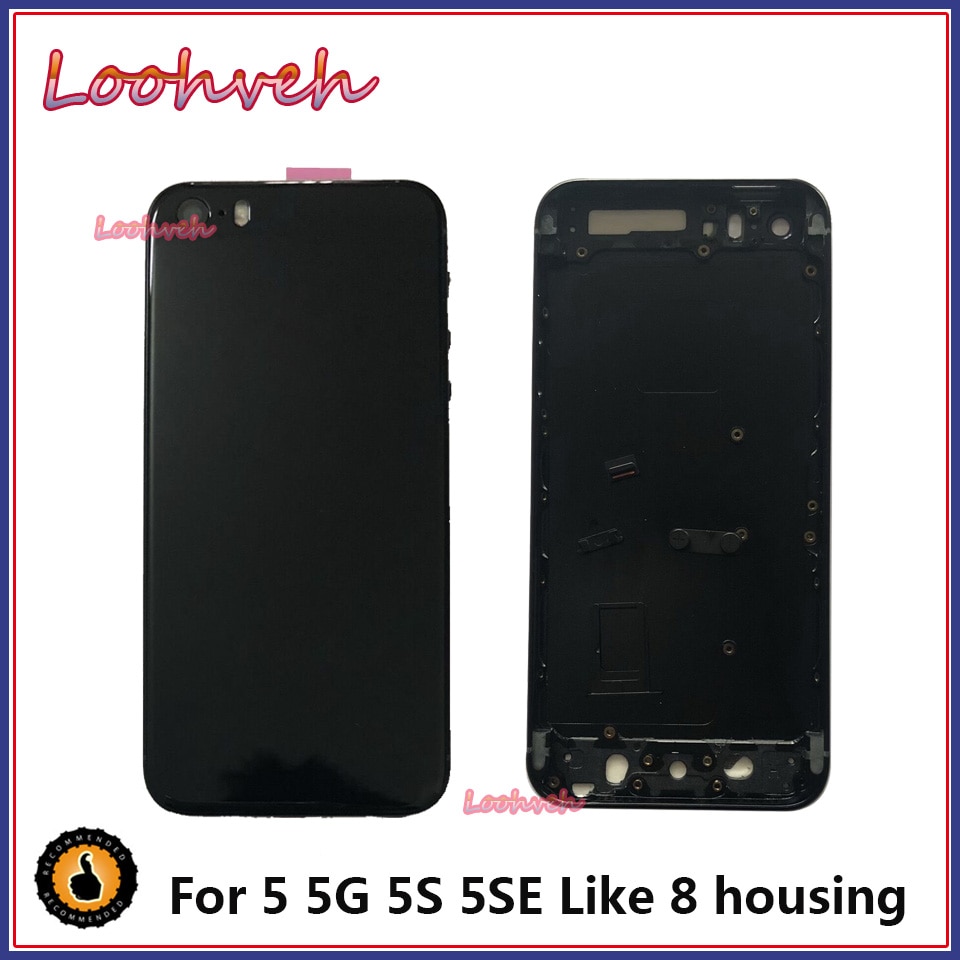 Voor IPhone SE 5 5G 5S zoals 8 Stijl Behuizing Batterij Cover Deur Achter Chassis Frame back Cover + batterij sticker