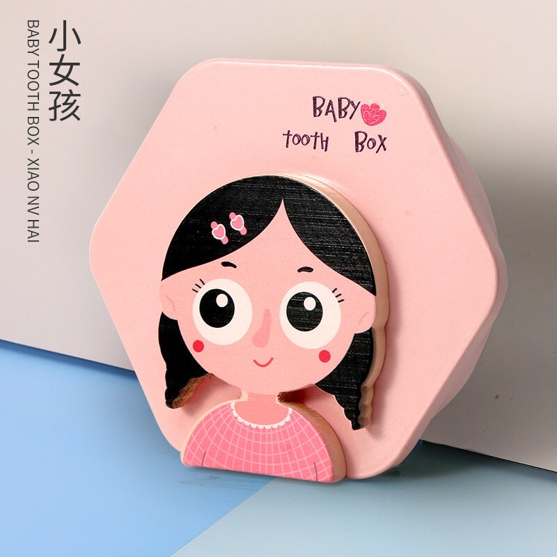 Holz Baby Zahn Kasten Organizer Englisch freundlicher Milch Zähne Lagerung Sammeln Nabelschnur Lanugo Sparen fallen Souvenir Baby Zubehör: Mädchen