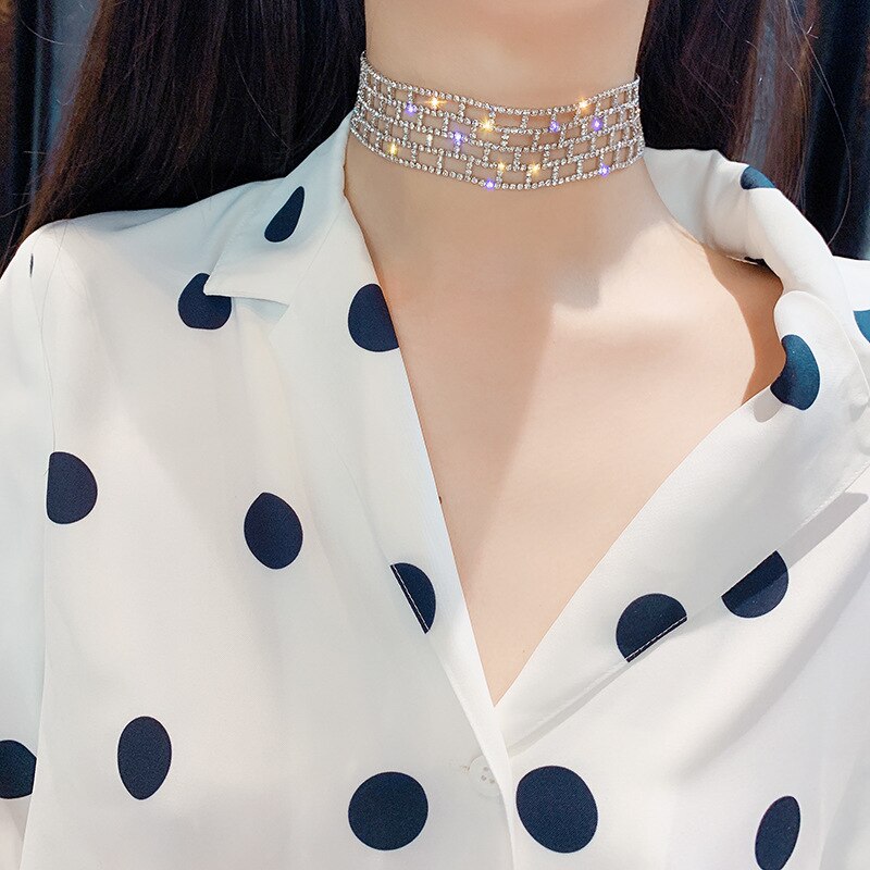 Mode Vrouwen Ketting Sexy Halsbanden Glanzende Pailletten Onzichtbare Meisjes Choker Ketting Engagement Bruiloft Sieraden