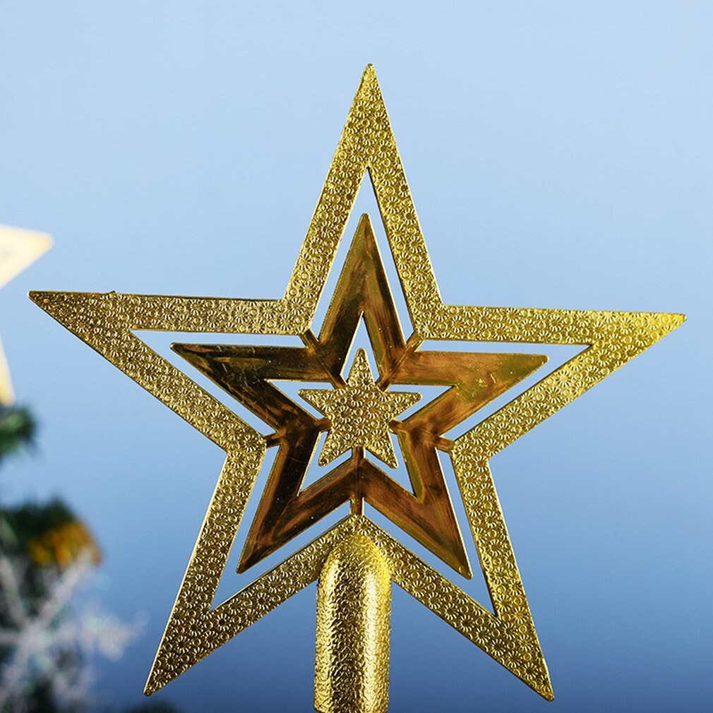 Christmas Tree Star Top Ornament Top Star Gold Five-pointed Star Ornament Christmas Decorations Props Toy Decorations