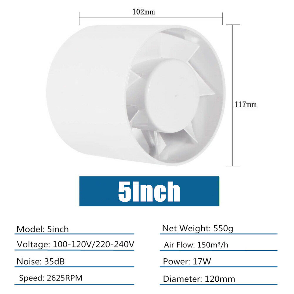 Hon&Guan 4'' 5'' 6'' Round Ceiling Window Exhaust Fan Ventilator 220V Ventilation Vent Air Extractor for Bathroom Kitchen Hood