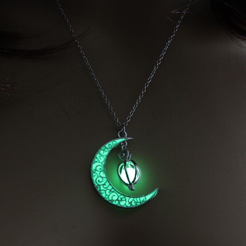 personnalité créative femmes lumineux lune citrouille collier pendentif charme bijoux pour Halloween brillant pierre: 3