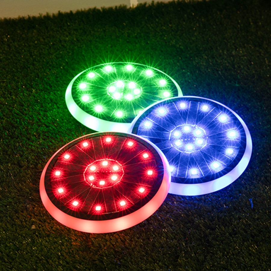 Thrisdar 7 Farbe RGB Solar- Boden Disk Lichter 30LEDS Solar- Begraben Sicherheit Licht draussen Garten Weg Solar- Deck Boden licht