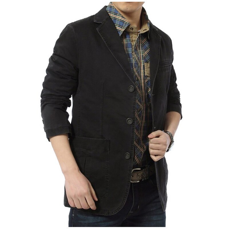 Chaqueta de traje maduro Blazer para hombre Chaqueta de traje informal para hombre delgado de 3 botones de un solo pecho capa de trabajo de talla grande M-4XL: C / M