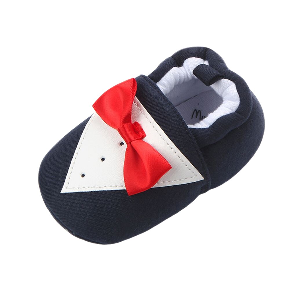 Bebis pojkar flickor varma tossor halkfria mjuk sula bomull first walkers skor tofflor med fluga