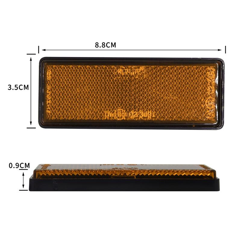10pcs/Set Car Amber Orange Sticker Reflectors Warning Mark Sign Reflective Tape Panel IP67 For Trailer Truck RVs
