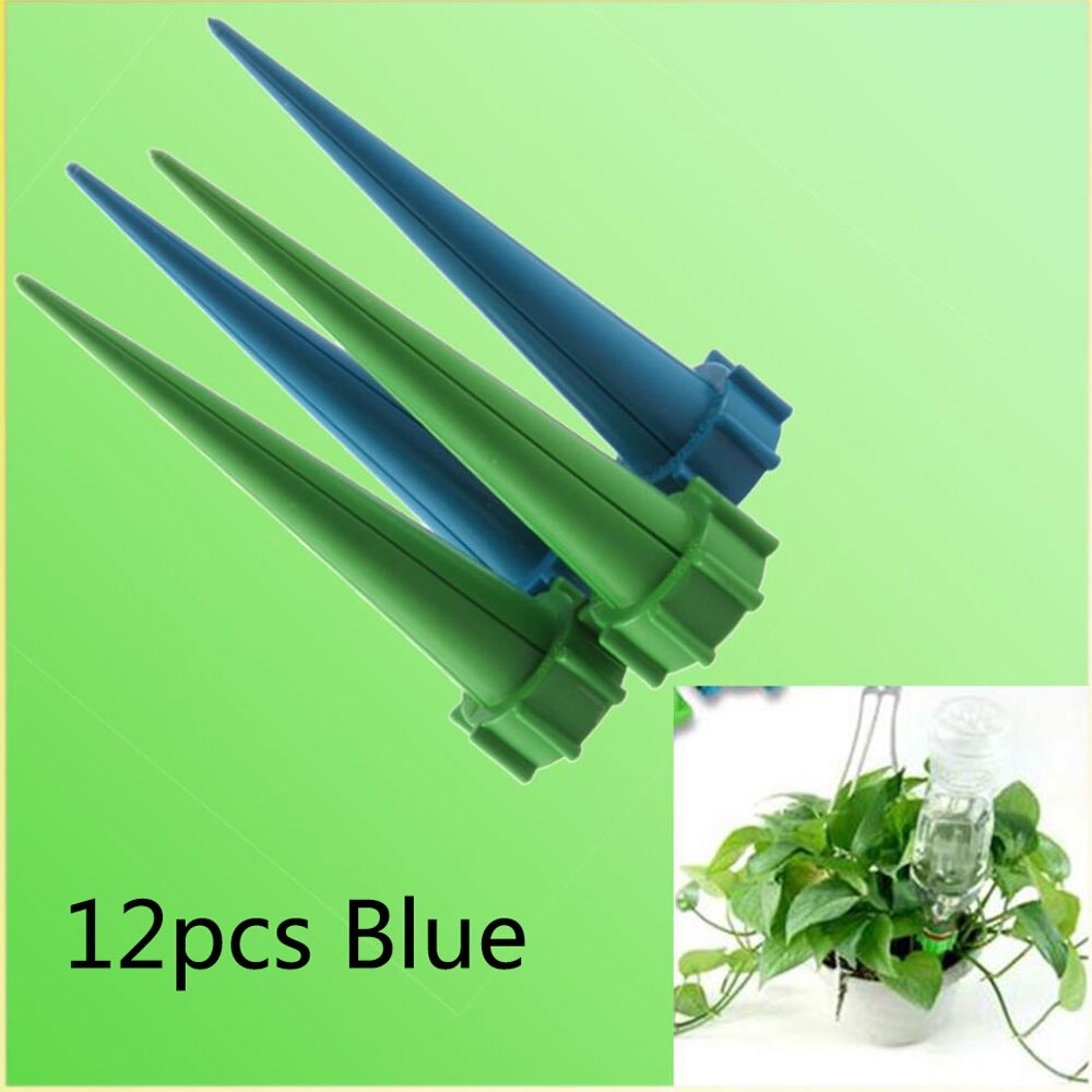 12Pcs/set Garden Cone Lazy Watering Spike Plant Flower Waterers Bottle Irrigation System Practical watering Sprinklers: blue 12pcs