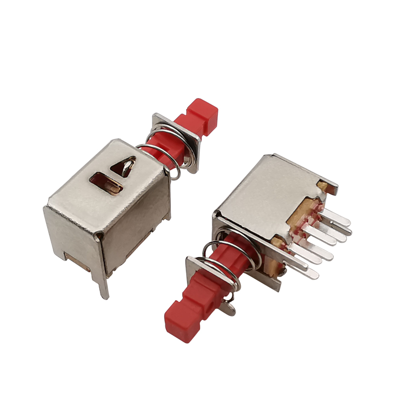 5/10Pcs PS-22F03 A03 Right Angle PCB Latching Push Button Switch Right Angle Double Pole 6 Pin Self-locking Key Power Switches