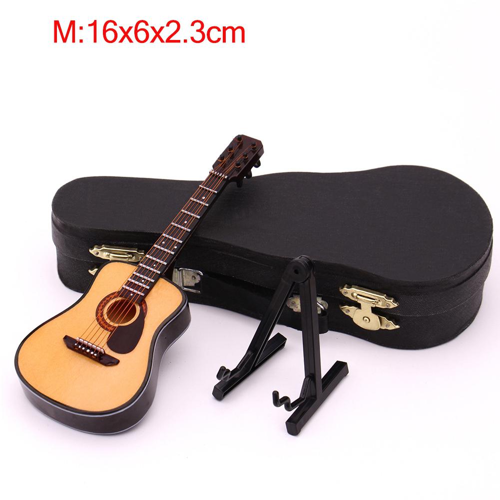 Mini fuld vinkel folk guitar guitar miniaturemodel træ mini musikinstrument model samling: M 16cm