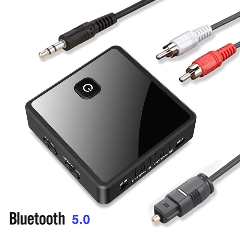 Bluetooth 5.0 Transmitter Receiver Wireless Adapter Low Latency 3.5mm AUX Jack Optical SPDIF Audio Adapter