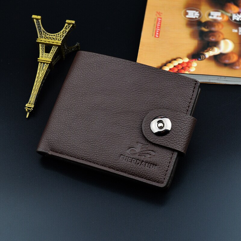 Best verkochte jeugd magnetische gesp portemonnee heren korte sectie cross sectie casual portemonnee portemonnee heren kleine portemonnee: Koffie