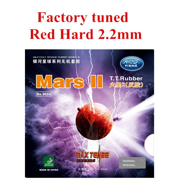 1x Yinhe Mars 2 Factory Tuned Pips-In Tafeltennis (PingPong) Rubber Met Spons: Red hard