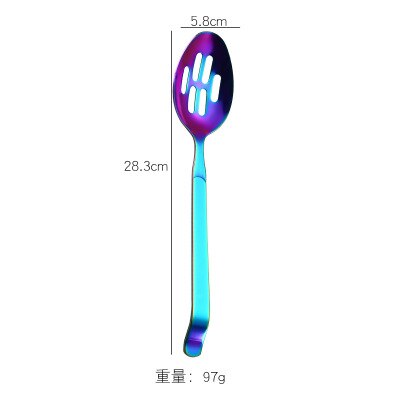 Newest Rainbow Stainless Steel Kitchen Utensil Set Big Size Public Buffet Spoon Colander Fork Shovel Kitchenware Cooking Tools: Spoon A