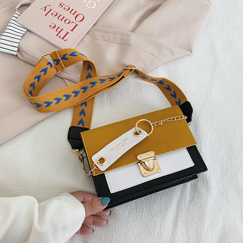 Contrast Kleur Lederen Crossbody Tassen Voor Vrouwen Reizen Handtas Mode Eenvoudige Schouder Eenvoudige Tas Dames Cross Body Bag